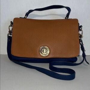 Isaac Mizrahi Tan and Navy Crossbody Bag Minimalist